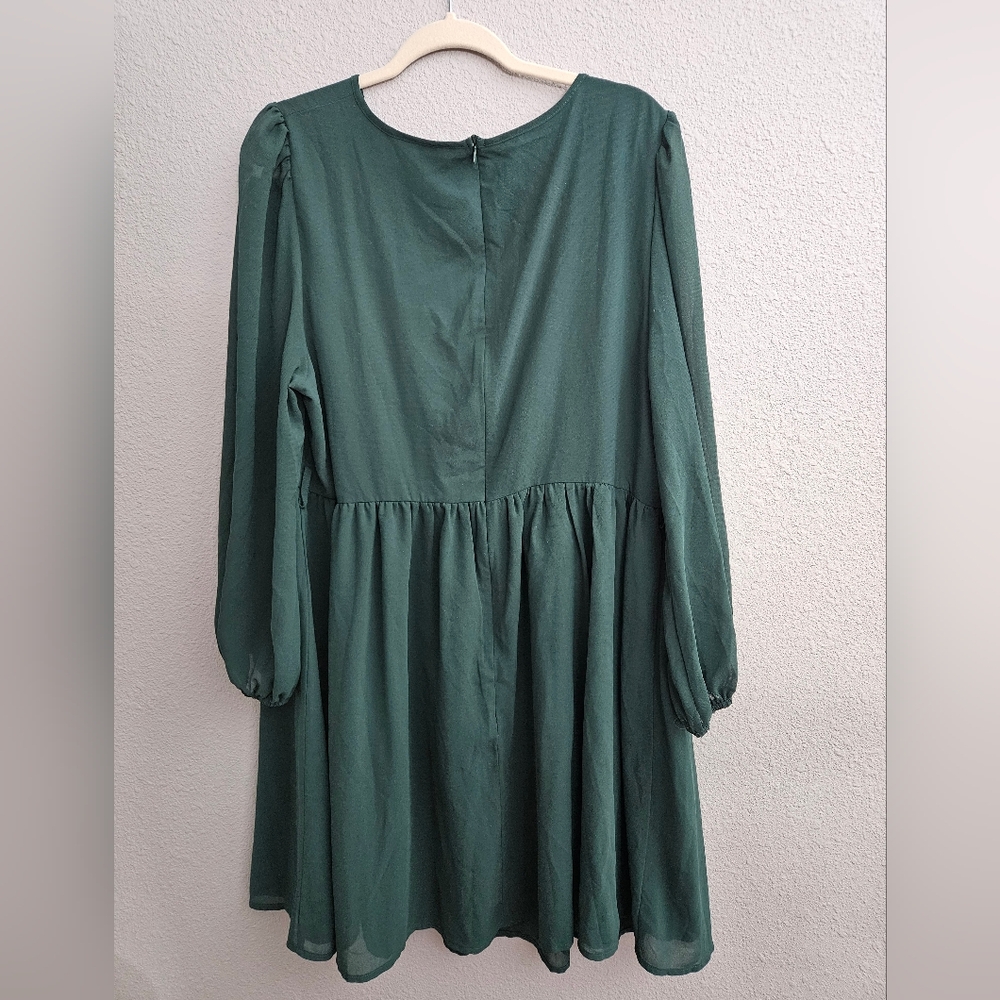 Shein Curve Green V-Neck Dress, 3X - Picture 2 of 10